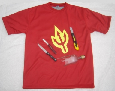 Rot Schnittschutz-T-Shirt mit Dreizack
